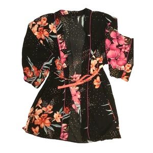 Forever 21 Tropical Floral Print Design Kimono Sz L Women